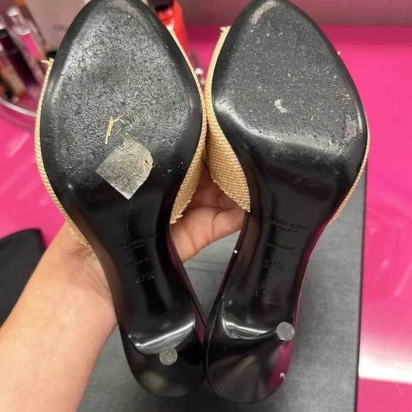 Saint Laurent la raffia and leather stiletto sandals - Picture 4 of 6